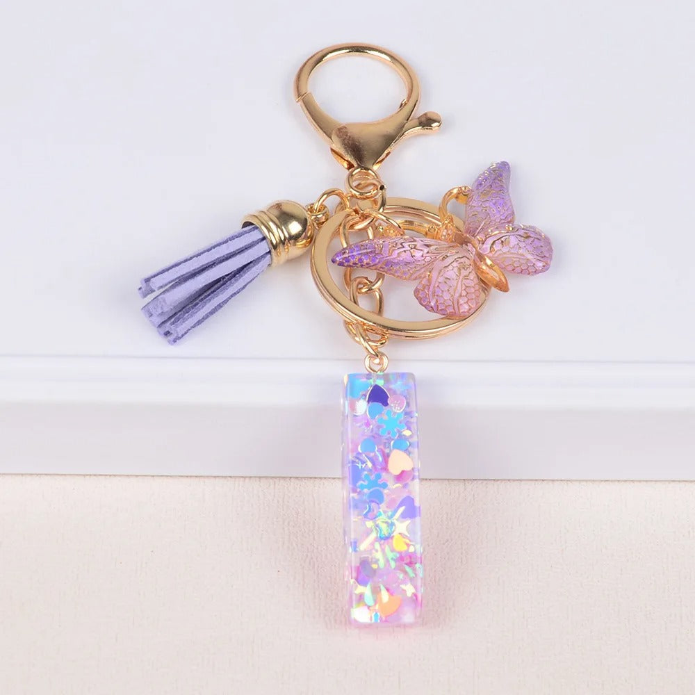 🔥Butterfly Letter Keychain Tassel Design Vibrant Durable Lightweight Gift